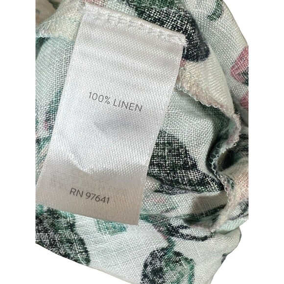 J Jill Love Linen XS A Line Shift Dress Green Pink Hydrangea Floral Casual - Picture 5 of 11